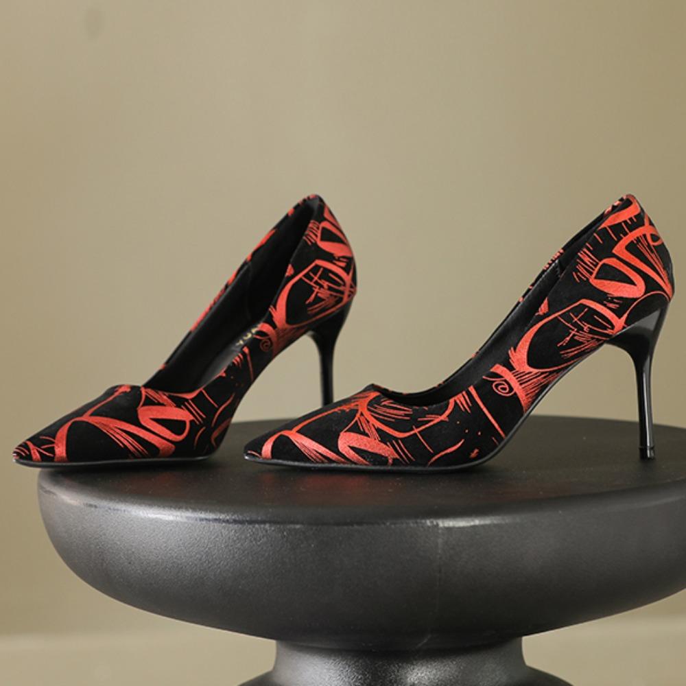 Móda Nové Letní Sexy Špičaté Graffiti Lodičky Tenké Dámské Vysoké Podpatky Gladiátorky Párty Šaty Luxusní Dámské Boty Svatební Boty Nevěsta