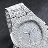 Quarzuhr mit voll besetztem Diamantlünetten- und Zifferblatt-Design, hochpräzise, funkelnd, trendiger Hip-Hop-Stil, für den täglichen Gebrauch und Partys