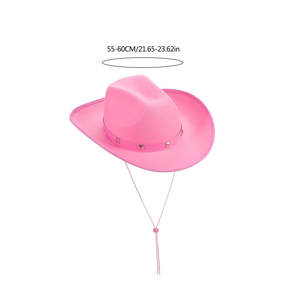 Cowboy Hats with Adjustable Chin Rope for Proms Banquets Party Rivets Decors Cowboy Hats for Adult Teen Taking Photo
