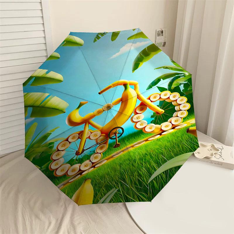 

1PC banana bike Automatic Open/Close Umbrella with Windproof, 8-Rib Sturdy Canopy, Durable Ribs, Fashionable Design1267A