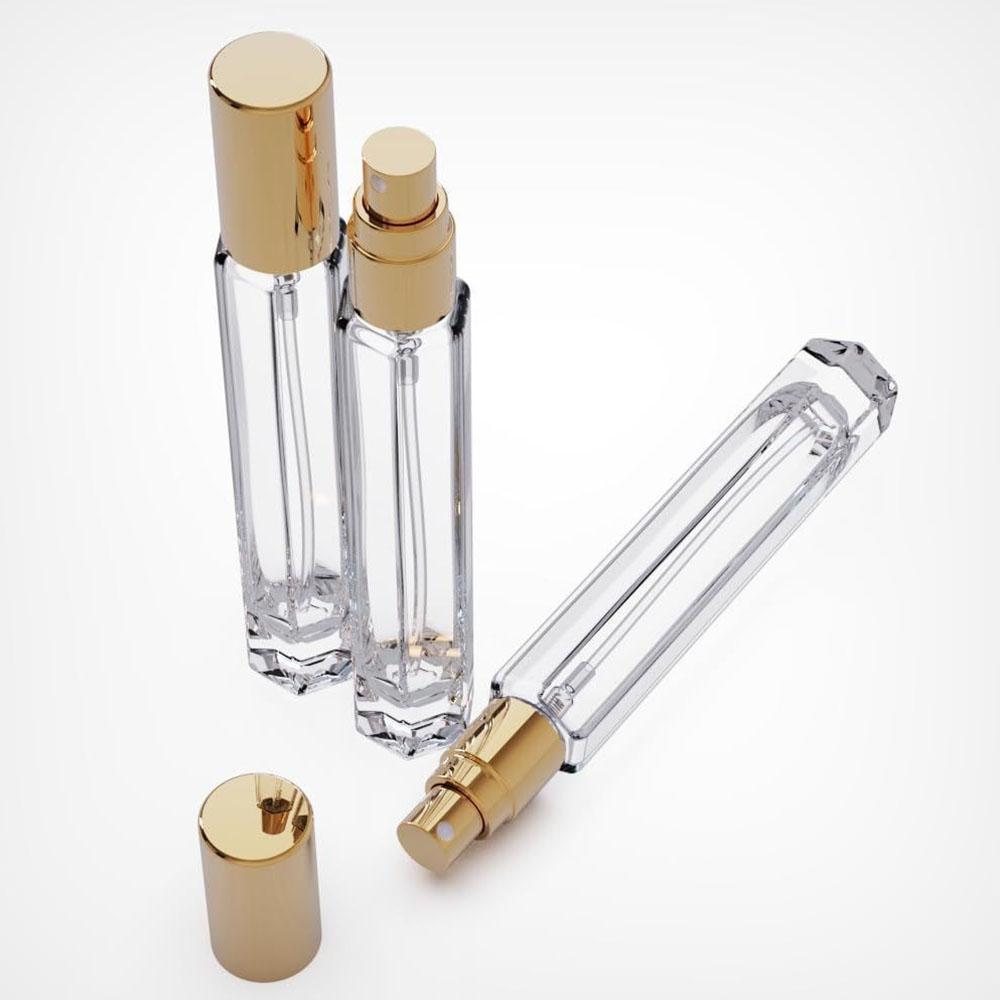 Sticluță Mini de Parfum din Sticlă de 10 ml cu Instrumente de Dozare(Transparent+Cap Auriu)