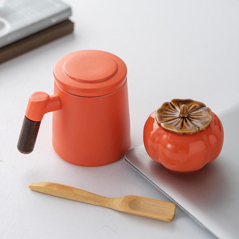 Ceramic Filter Bubble Tea Cup Tea Water Separation Cup Office Father's Day Leader Student Business Gift