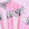 Set Pink Dual Ended Rhinestone Nail Art Silicone Pen Sculpture Pen 3D Flower Carving DIY Manicure Brush Nail Dotting Pen