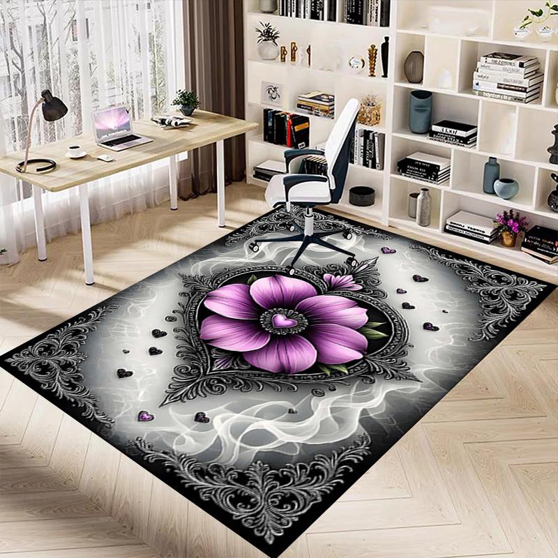 1PC Floral Heart Anti-slip carpet, suitable for Office, bedroomand playrooms. It can also be used as a sofa footrest cover-R18