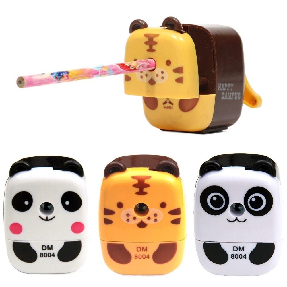 Hand-Cranked Helical Steel Blade Sharpener Tiger Panda Student Stationery Artists Kids