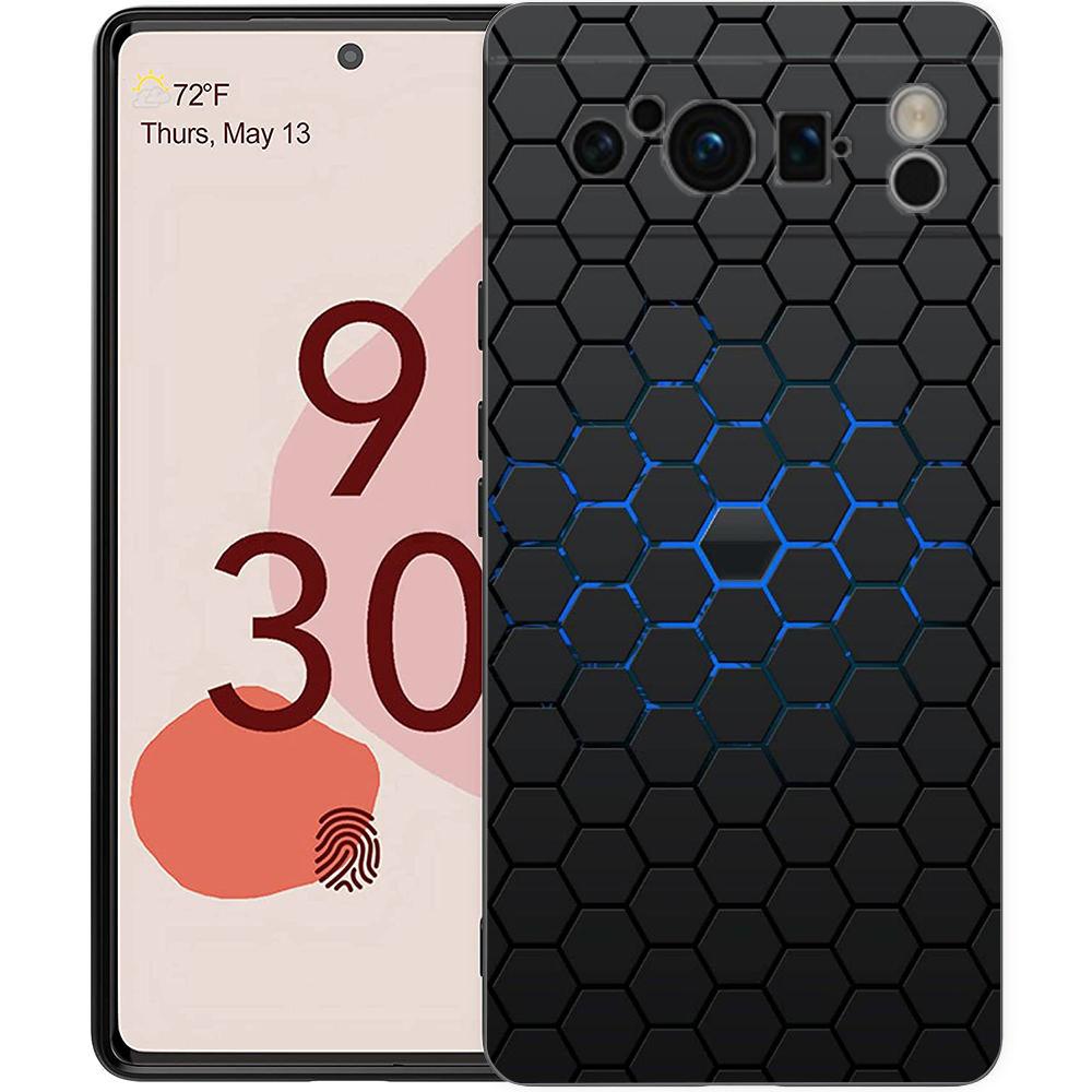 Luxury Phone Case For Google Pixel 10 9 8 9A 8A 7 7A 6 Pro XL 6A 5G Black Soft Back TPU Cover Honeycomb Pattern