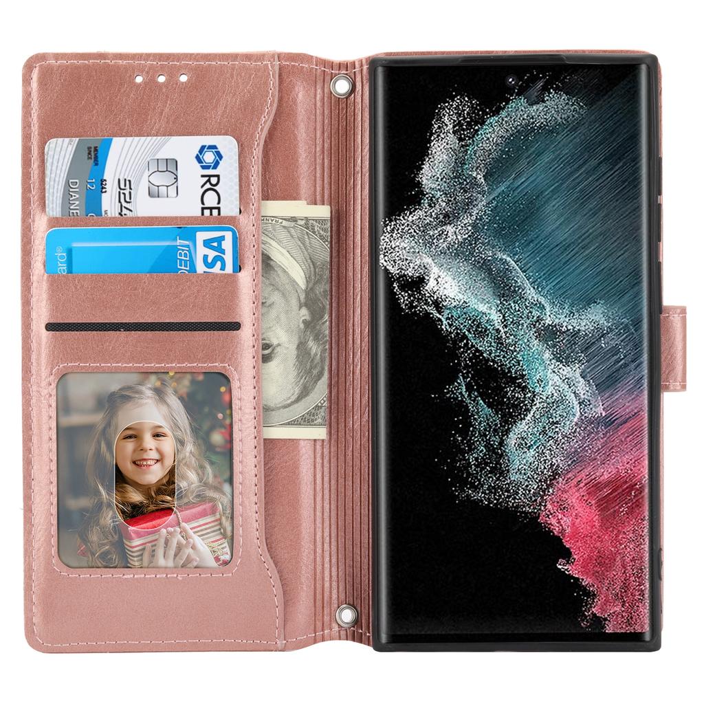 For Samsung Galaxy S25 Ultra Case Zipper Pocket Leather Phone Cover with Crossbody Shoulder Strap