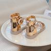 Girls Gladiator Sandals Non-slip Kids Glossy Princess Sandals Cut-outs Fashion Children Summer Beach Shoes Zipper Anti-Slippery