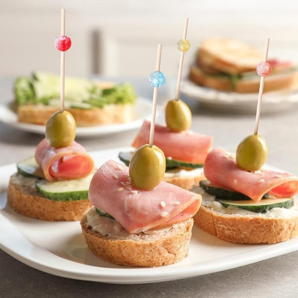 200 stk Cocktailpinner, Fancy Cocktail Tannpirkere for Appetittvekkerpinner, Bambus Cocktailspyd Bryllupsfest Tannpirkere, Matpinner for Appetittvekkere