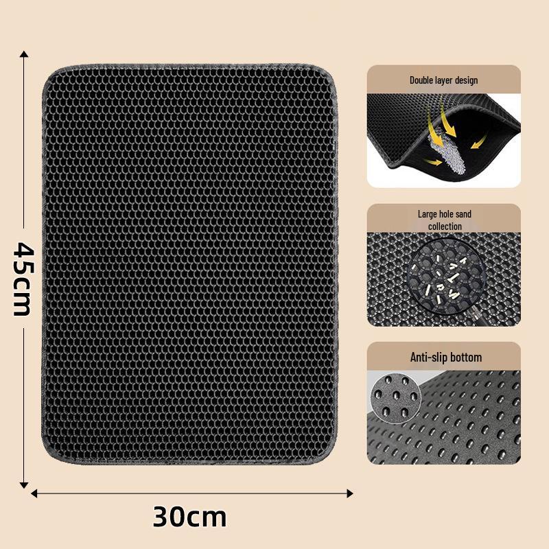 Extra Large Non-Slip Washable EVA Cat Litter Mat with Double Layer Filtration
