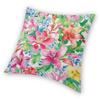 Lillies Chinoiserie Square Pillowcase Polyester Linen Velvet Pattern Zip Decorative Throw Pillow Case Car Cushion Cover 45X45