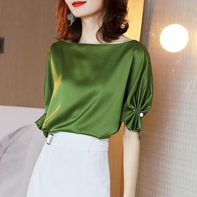 Modă Haine Femei Cămașă Satin Vară Culoare Solidă Casual Larg Elegant Încrețire Șic Decorațiune Tridimensională Bluză