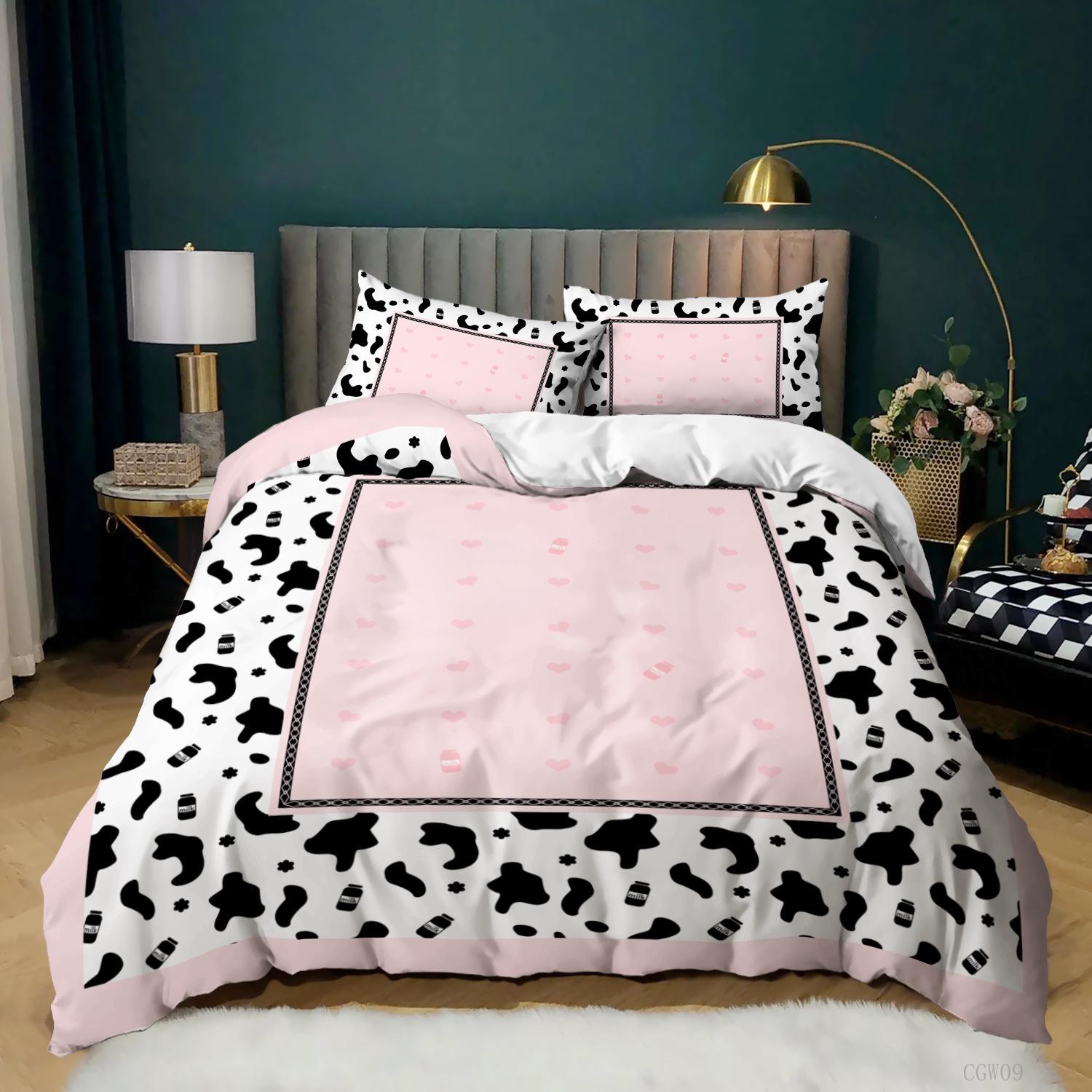 

Leopard Print Quilt Set Three-Piece Wish 3D Digital Printing Kit UK Single 135 * 200cm two-piece set (90g)