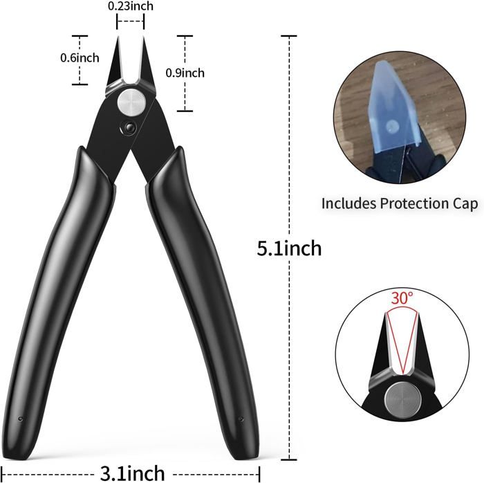 Pince coupante diagonale mini AIMOONSA 13 cm – lot de 2, acier chrome-vanadium, poignées PVC