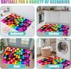 Rainbow Cube Area Rug, 3D Colorful Square Block Print, Non-Slip Washable Mat for Living Room Sofa Dining Room Indoor Decor
