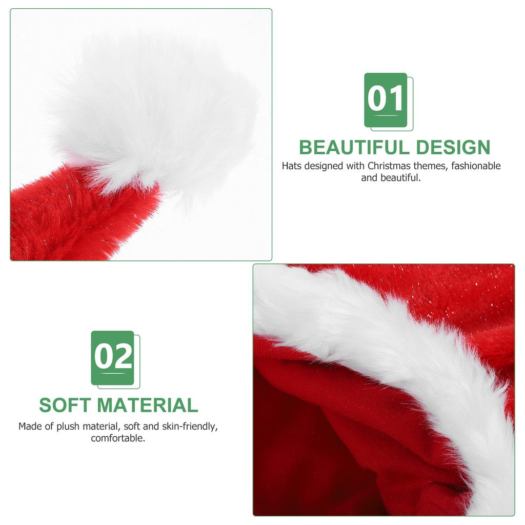 Santa Hat Christmas Hats Thickened Design Festive Wearable Ornament for Office Party Home Decoration New Year Celebration Xmas