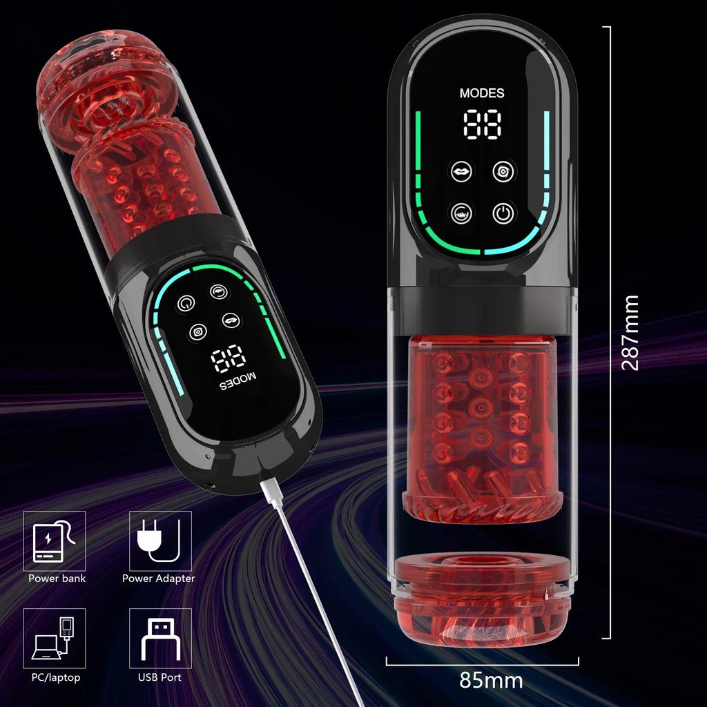 Thrusting Rotation Piston Male Masturbator Automatic Sucking Licking LCD Vacuum Sucking Vibrator Pocket Pussy Adult Sex Toys 18+