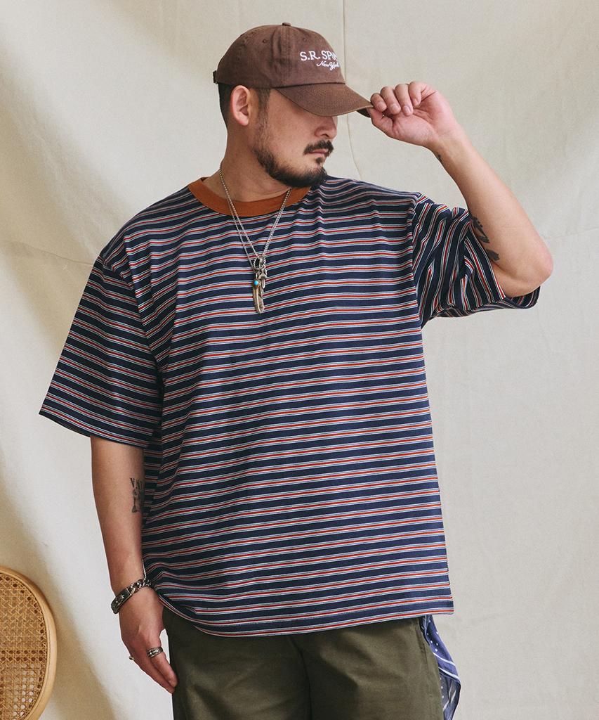 Rugged House 16-Count Contrast Stripe Short Sleeve T-Shirt Navy