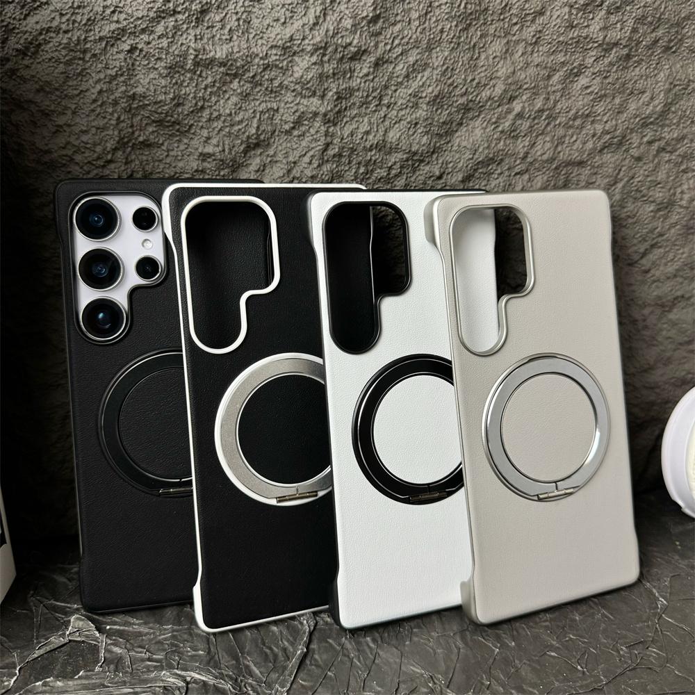 Custodia per Telefono Pieghevole Magnetica Senza Cornice Sottile Per Samsung S25 S23 S24 Ultra Colore Solido Placcatura Cover Protettiva in PC