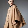 Damen einfarbiger Kapuzen-Umhangmantel, Knopfleiste Lockerer Poncho-Schal Oberbekleidung für Herbst Winter