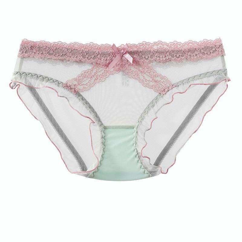 CINOON Perizoma Sexy Trasparente da Donna Basso con Bordi in Pizzo Fiocco Mutandine Ultra-Sottili Traspiranti Dolci & Seducenti Biancheria Intima Quotidiana