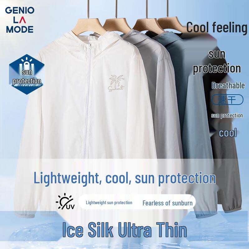 GENIOLAMODE Men s Lightweight Cooling Hooded Sun Protection Jacket M