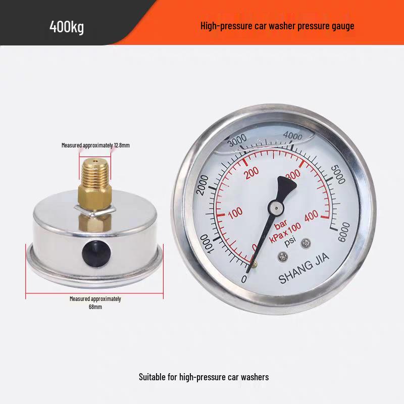 Pressure Gauge 1812/14 for Car Wash Machine Pump Head, Measures 250/400/700 kg