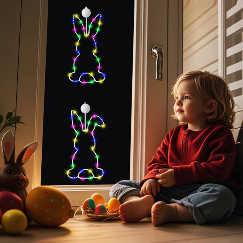New Easter Bunny Shaped Led Window Decoration Light Party Home Decoration Children'S Parent-Child Toys Neon Wall Decoration