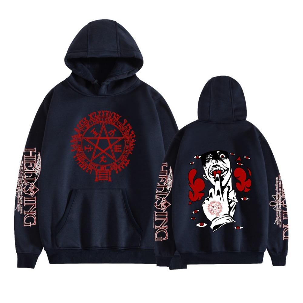 Hellsing Anime Herren Damen Sweatshirts Lässige Kapuzenoberteile Unisex Langarm Mode Streetwear Harajuku Unisex Pullover
