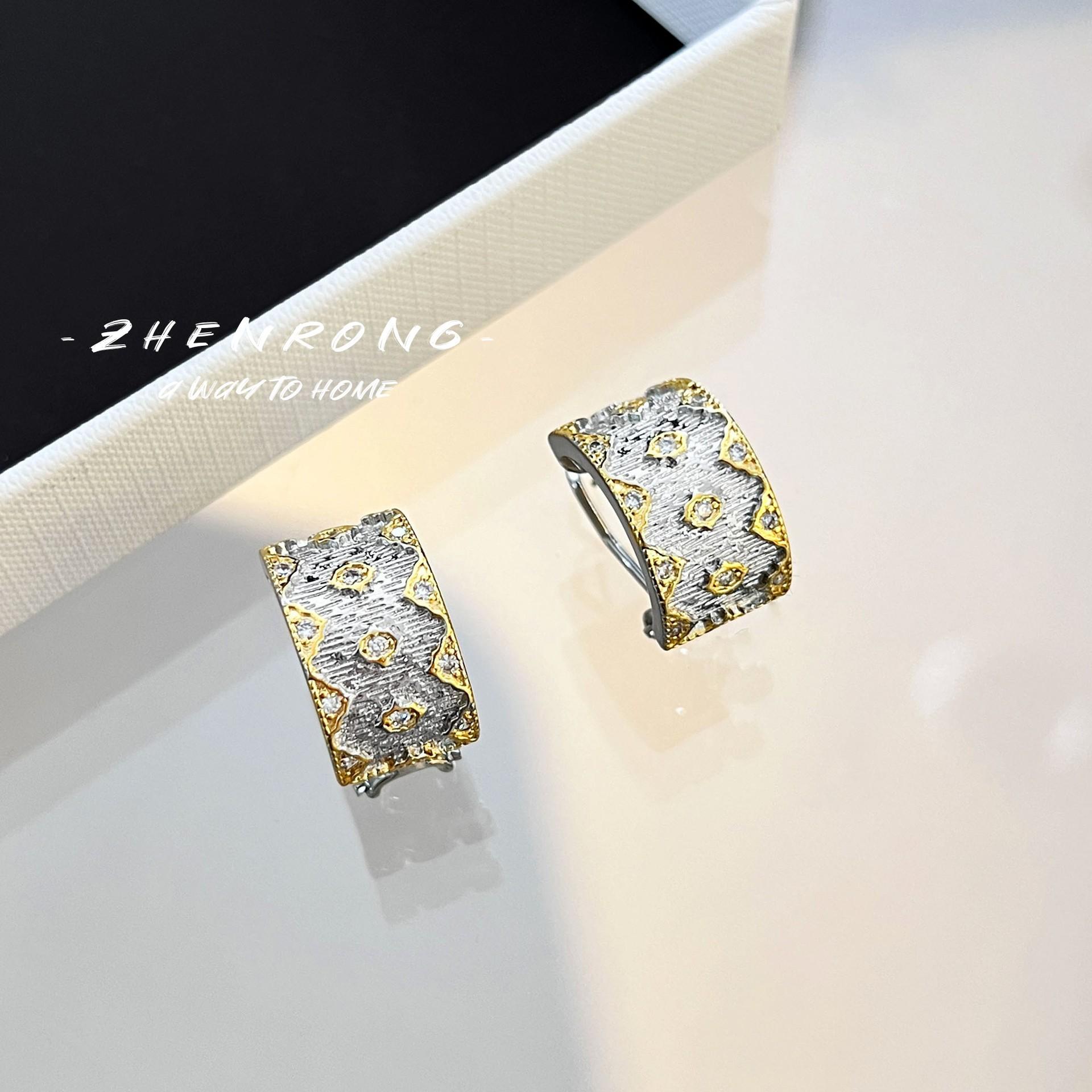 

BELLA BOX Серьги-гвоздики из меди с контрастным кружевом и резьбой в стиле бушира, подходящие для повседневной женской вечеринки, модные украшения