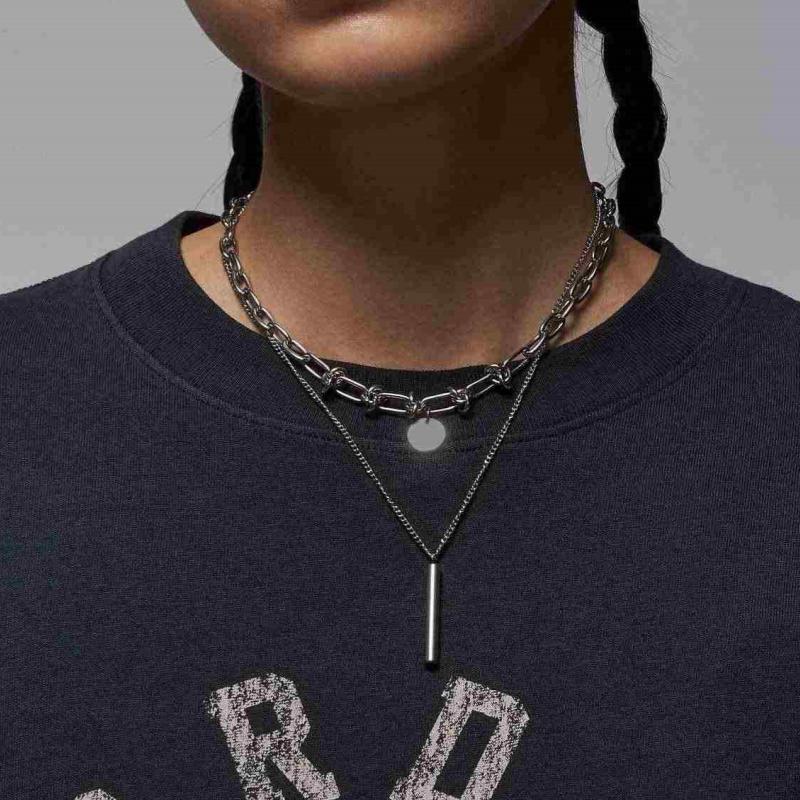 New Jordan Drop Shoulder Sleeve T Shirt Women's Gray Black/Medium Olive Green HV1273-045