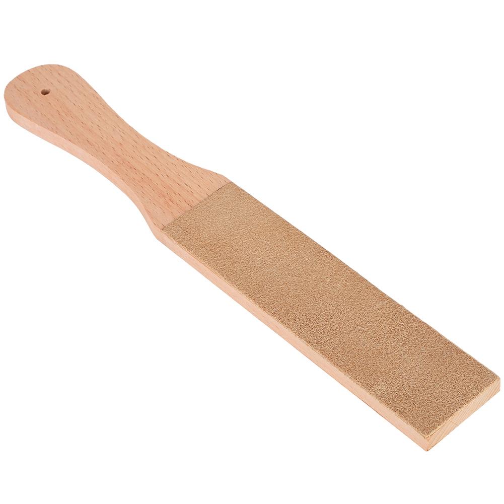 Leather Sharpening Strop Wood Handle Double Sided Home Sharpening Tool 28 X 4 X 15.5cm