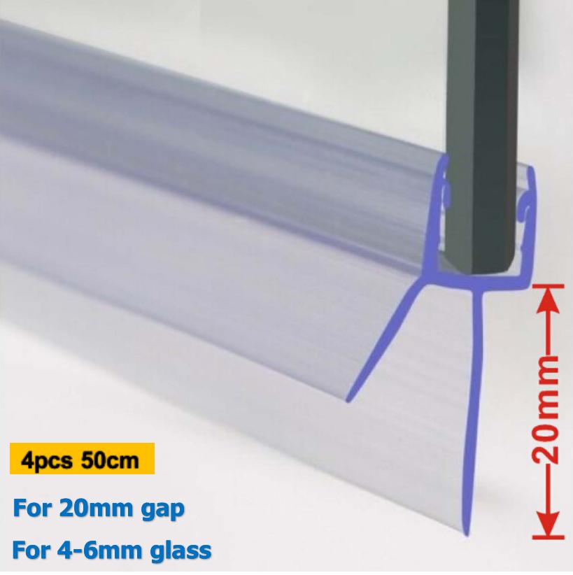 Shower Screen Seal Strip PVC Door Bath Shower Seal Strips for 4-6mm Glass 20mm Gap Glue-free Waterproof Weatherstrip #40 #50
