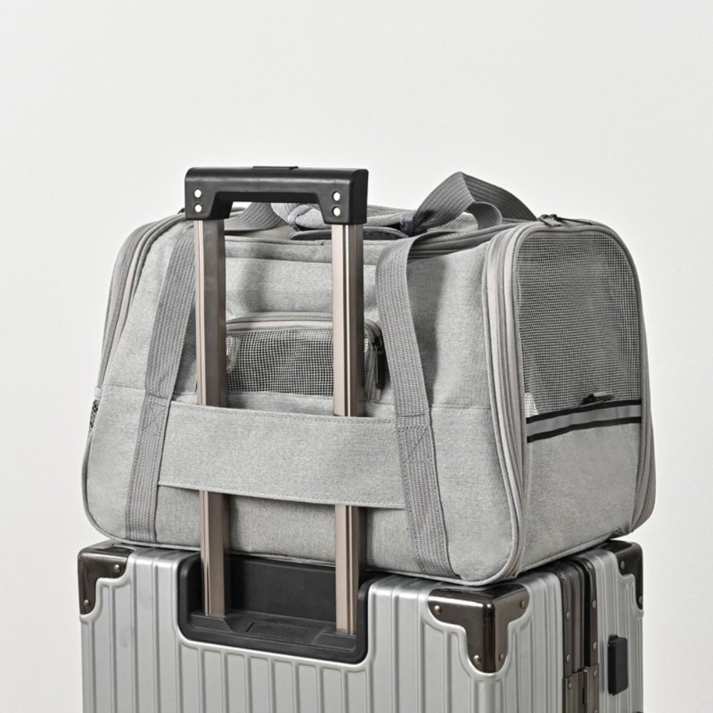 Weiche Haustiertragetasche Tragbar Zusammenklappbar Katzentasche Verstellbarer Schultergurt Herausnehmbare Fleece-Einlage Hundetransporttasche für Reisen