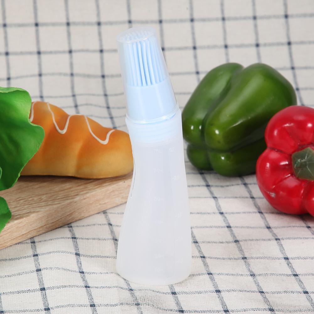 2 ks Domácí grilovací silikonová láhev na olej se štětcem Kuchyňské pečení Grilovací nástroj Modrá