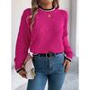 Autumn and Winter Women's Casual Color Blocking Twist Long Sleeve Pullover Sweater