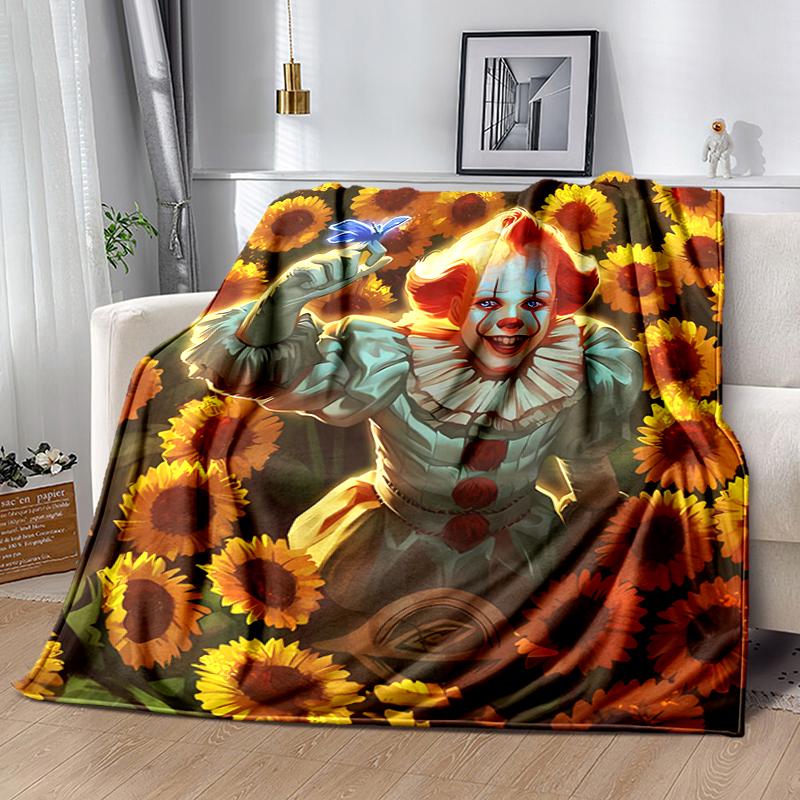 1pc Blanket Pennywise the Dancing Clown2 Print Design, Lightweight Blanket for Sofa, Bed- Soft &Warm, Gift for All Seasons like Christmas, Halloween