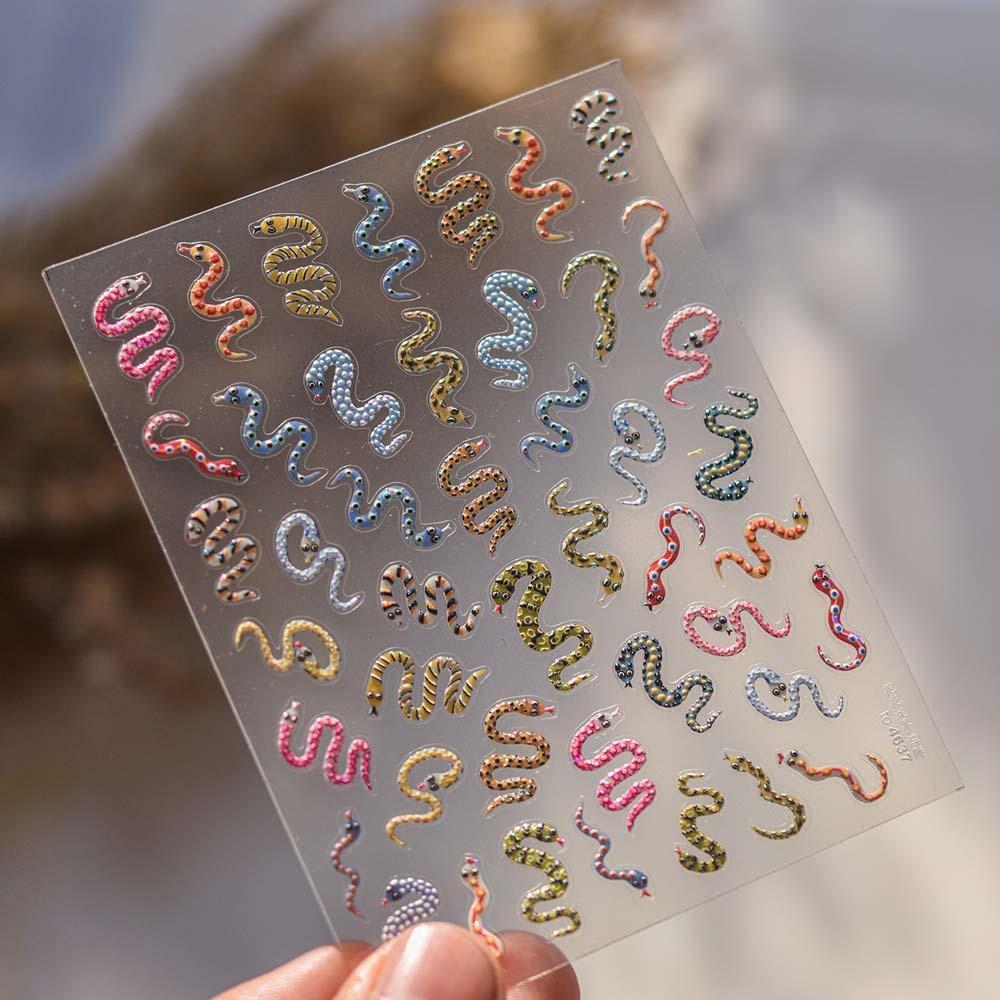 Peony Flower Chinese New Year Nail Sticker Nail Accessories Snake Nail Decoration Party