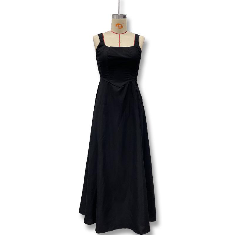 Elegant Women's Sleeveless Solid Color Square Neck Dress - Spring/Summer 2025 Collection