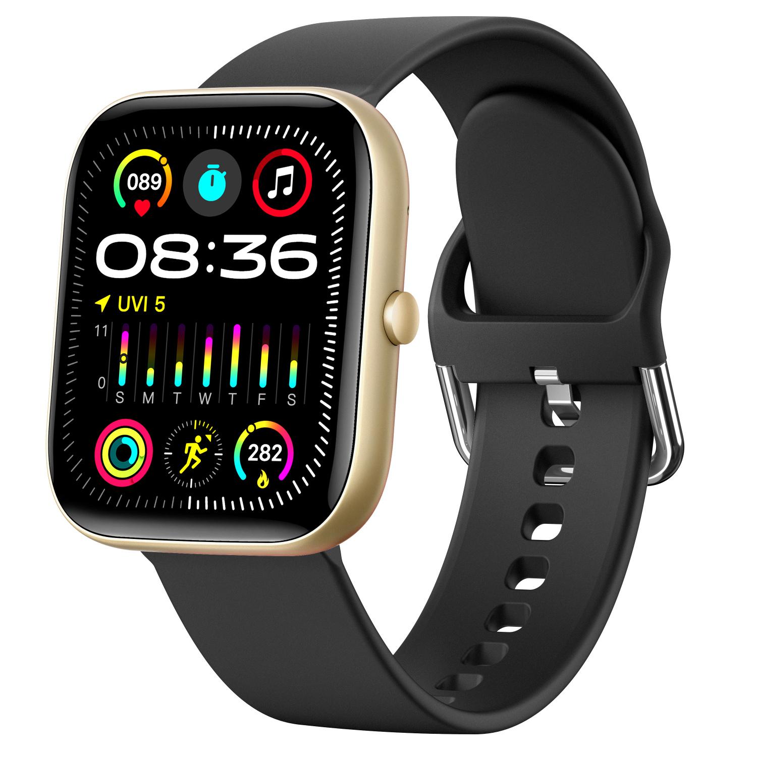 

C08 1.91-inch Smart Watch Bluetooth-compatible Calling Health Monitoring Music Control Sport Watch Gold+Black