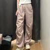 Womens Loose Fit Wide Leg Pants Lightweight Breathable Nylon Casual Trousers With Elastic Waist
