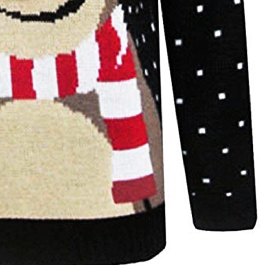 Women Christmas Deer Warm Knitted Long Sleeve Sweater Jumper Top Blouse