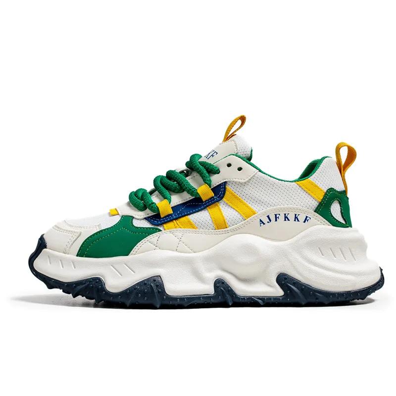Modă Verde Pantofi Sport Casual cu Talpă Groasă pentru Bărbați Designer Adidași High Top Pantofi cu Platformă pentru Bărbați Adidași Chunky Respirabili