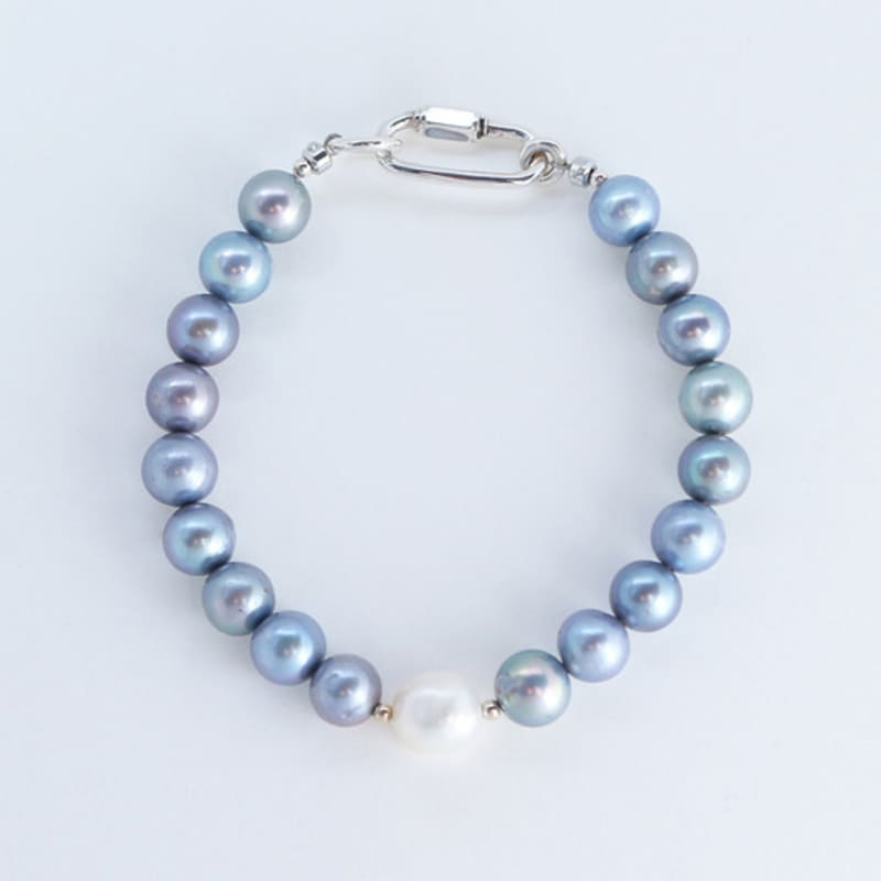 jewelCOUNTY Pink Snow Pearl Bracelet 925 Silver