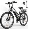 Elektrische fiets E-bike - HITWAY - Zwart - 28"- Afneembare Batterij 36V 12Ah - Shimano 7 Versnellingen - Elektrische Mountainbike + HITWAY Achtermand