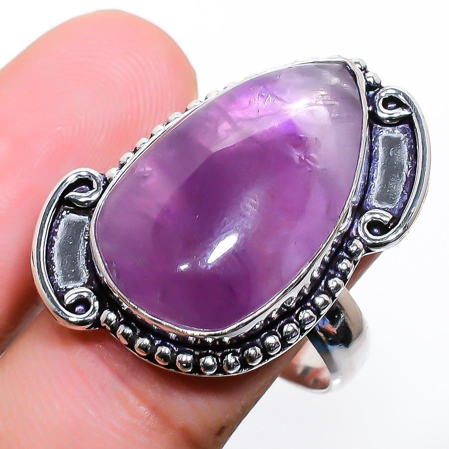 

Ювелирное кольцо ручной работы с шалфеем и аметистом из стерлингового серебра 925 пробы 9 h4L61