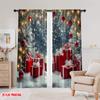 2pcs 2D flat printing Merry Christmas Scene Curtains winter wonderland Polyester Without Electricity Festive Wall Decor Use for