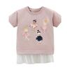 Girls' Pure Cotton Mid-Length Short-Sleeved T-Shirt Dress, New Summer Thin Children's Pink Stylish Round-Neck Top 8