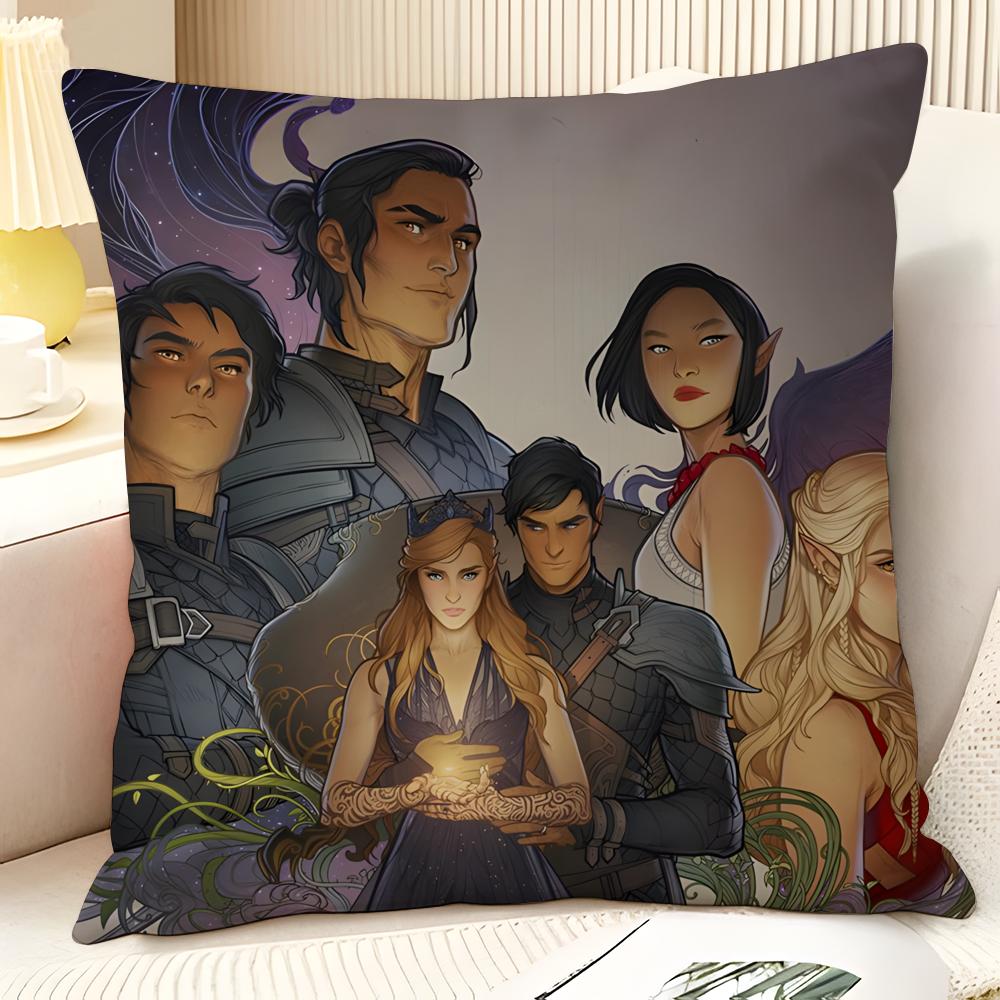 Novel AA Court of Thorns and Roses Natural Linen Organic Fabric DoubleSided Printing Sofa Home Decor Gift Pillow Case