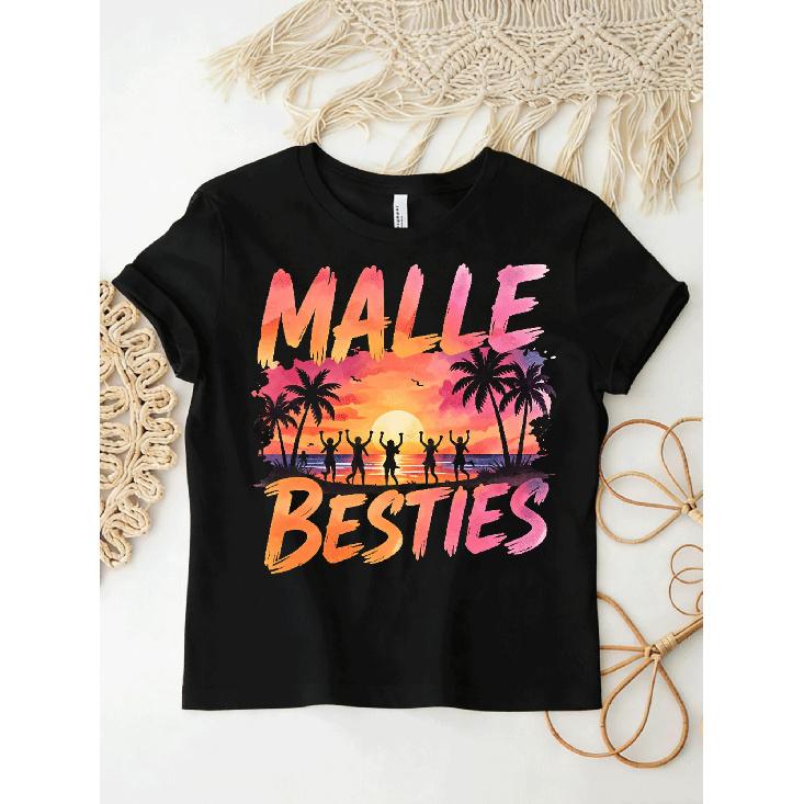 Malle Besties- Mallorca Party Junggesellinnenabschied(4) Overseas Printing Y2K Oversized Unisex T-Shirt For Men Women Retro 2000S Streetwear Baggy